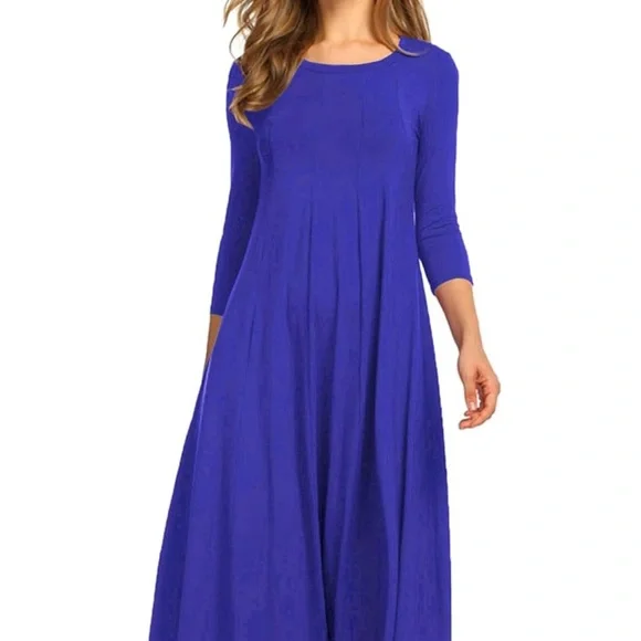 NWT HOTOUCH Women's 3/4 Sleeve A-line and Flare Midi Long Dress SZ Small - Picture 1 of 10